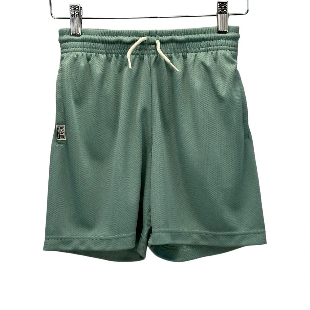 Converse Boys Drawstring Elastic Waist Active Shorts - Jade Green - size Small